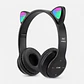 Audifono Bluetooth Orejas De Gato Kawaii Negros - Miniatura 1
