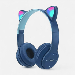 Audifono Bluetooth Orejas De Gato Kawaii Azules