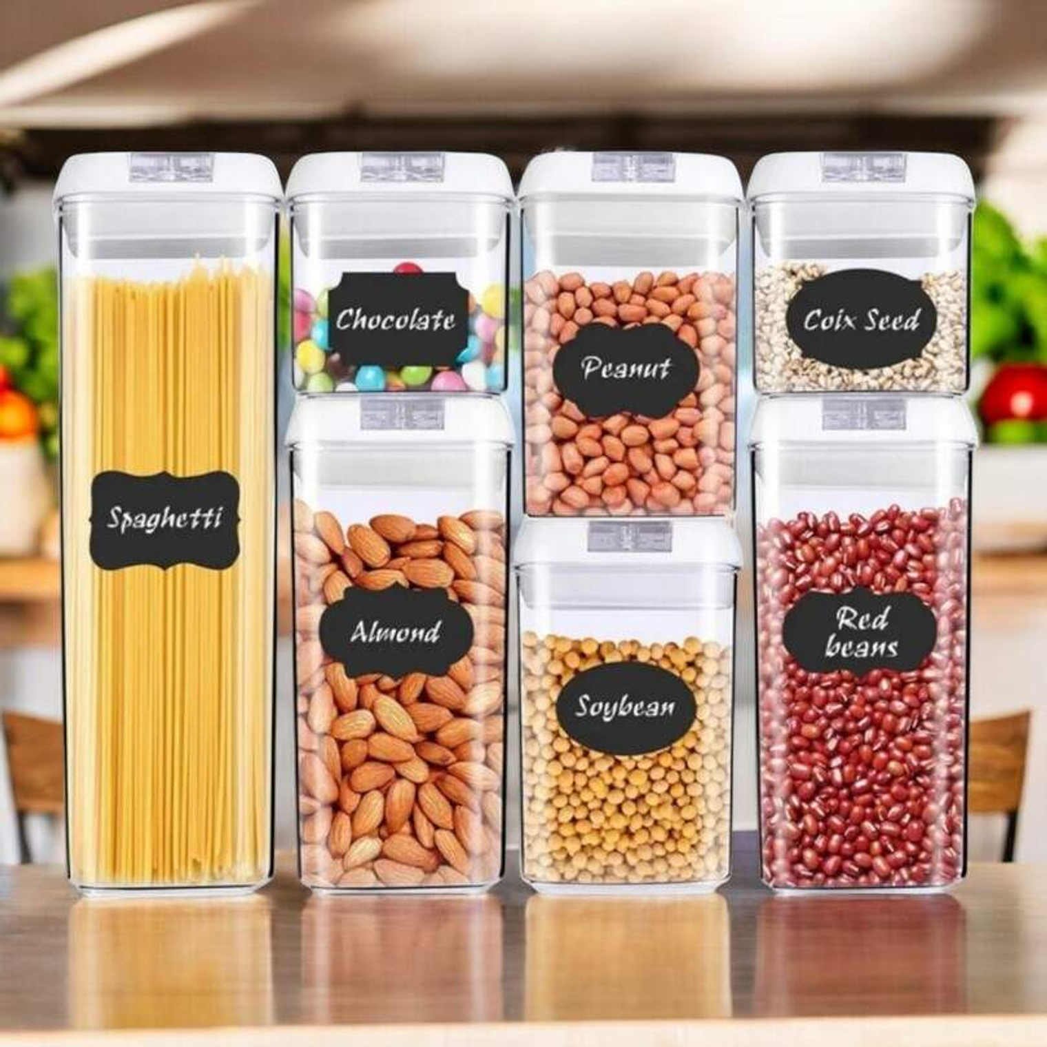 Set 7 Contenedores De Alimentos Tapa Negra 2