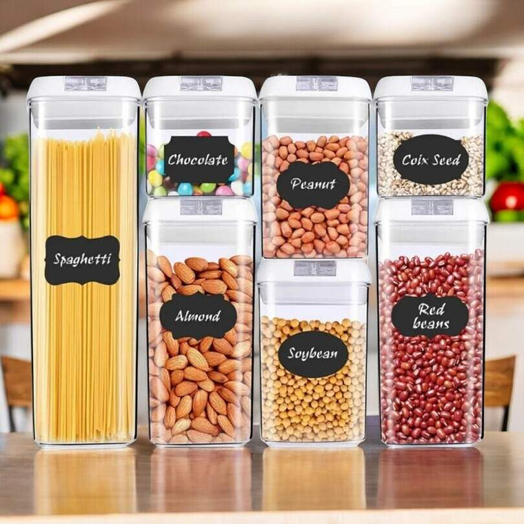 Set 7 Contenedores De Alimentos Tapa Negra 2