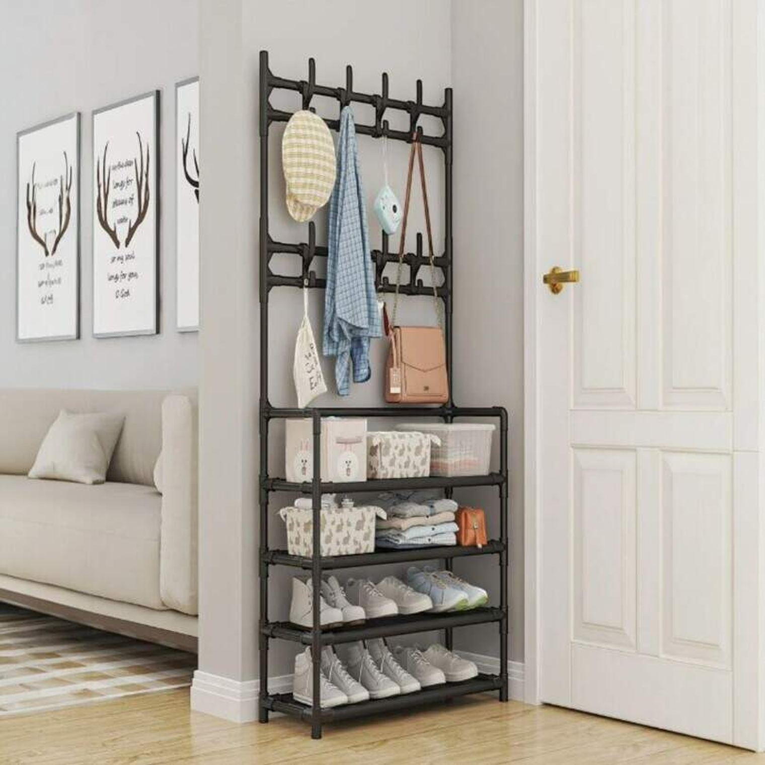 Zapatero+Perchero 4 Niveles Negro 1