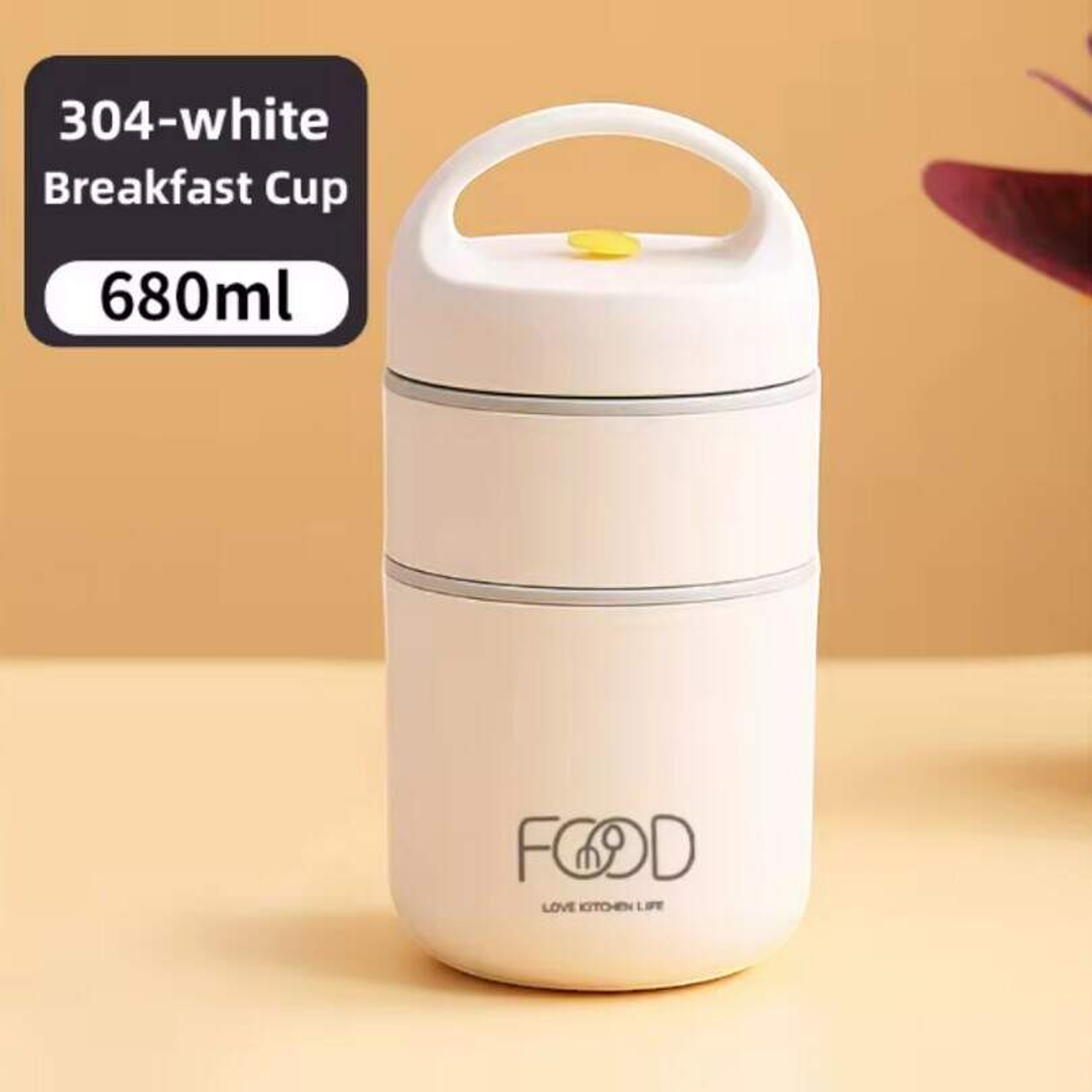 Termo Lunch Acero Inoxidable 680Ml Blanco 2