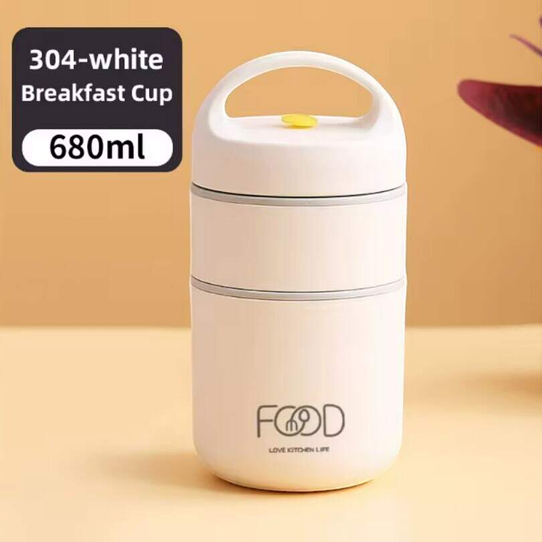 Termo Lunch Acero Inoxidable 680Ml Blanco 2