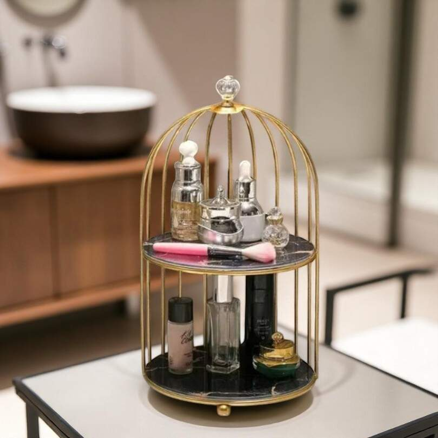 Organizador,Cosmetiquero Elegante 2 Niveles Negro 1