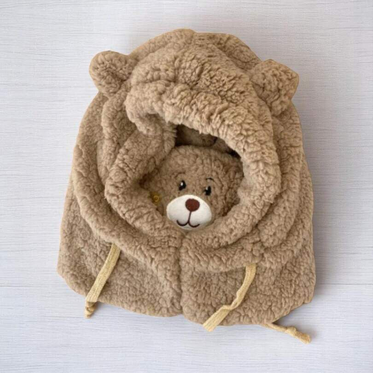 Gorro Pasamontaña Osito Felpa Café 2