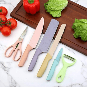 Juego De Cuchillos De Cocina 6 Piezas Multicolor
