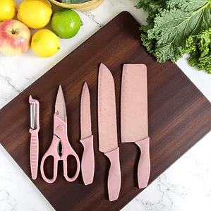 Kit De Cocina Rosado 5 Piezas Mas Base