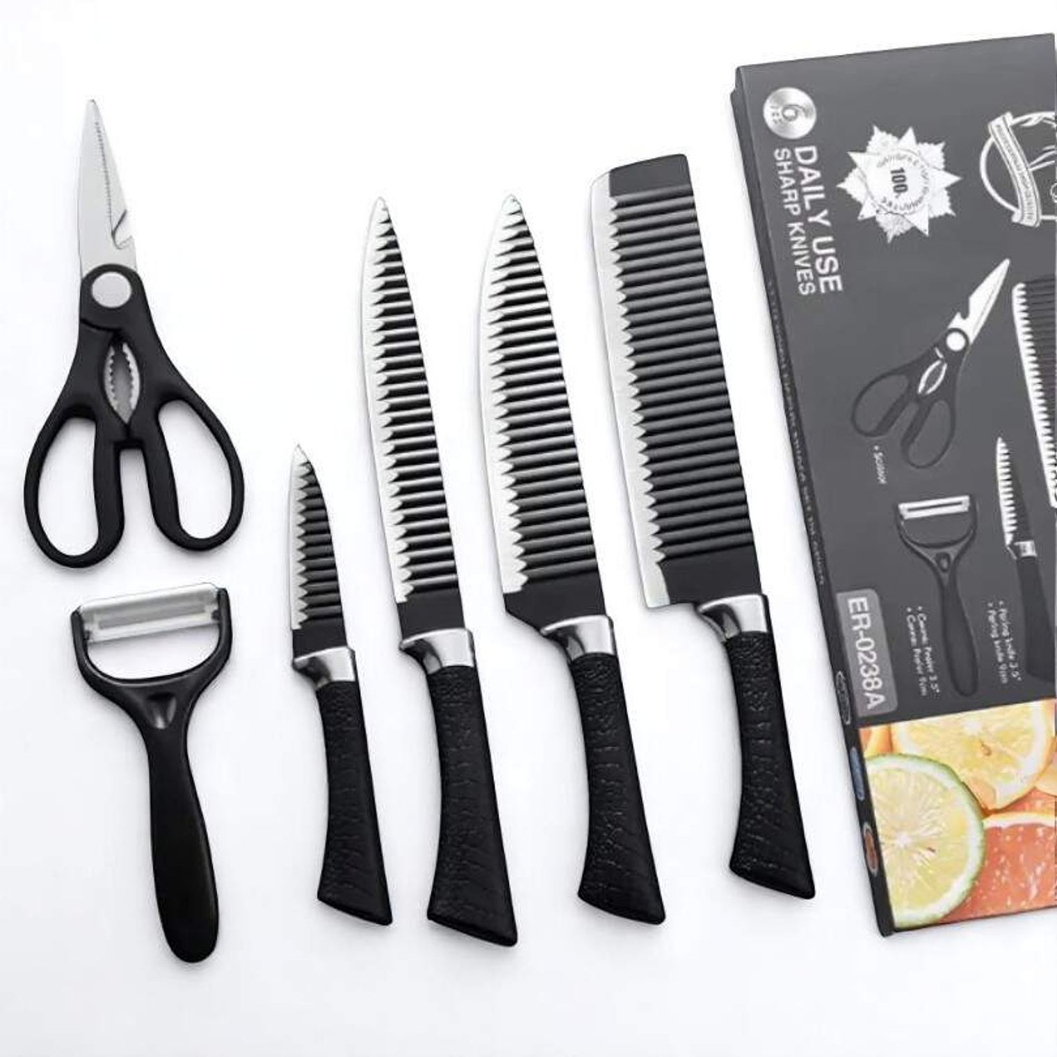 Juego De Cuchillos De Cocina 6 Piezas Negro 2