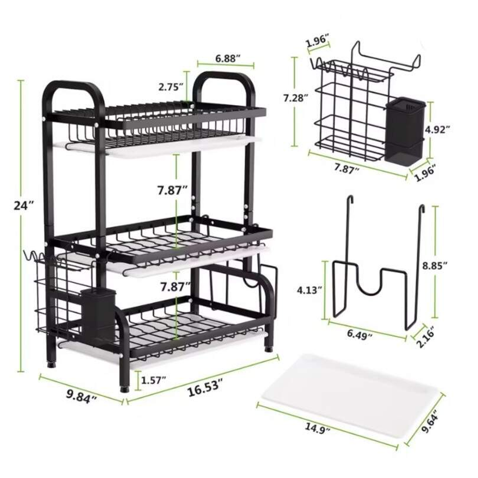 Secaplatos Metalico 3 Niveles Con Bandeja 3