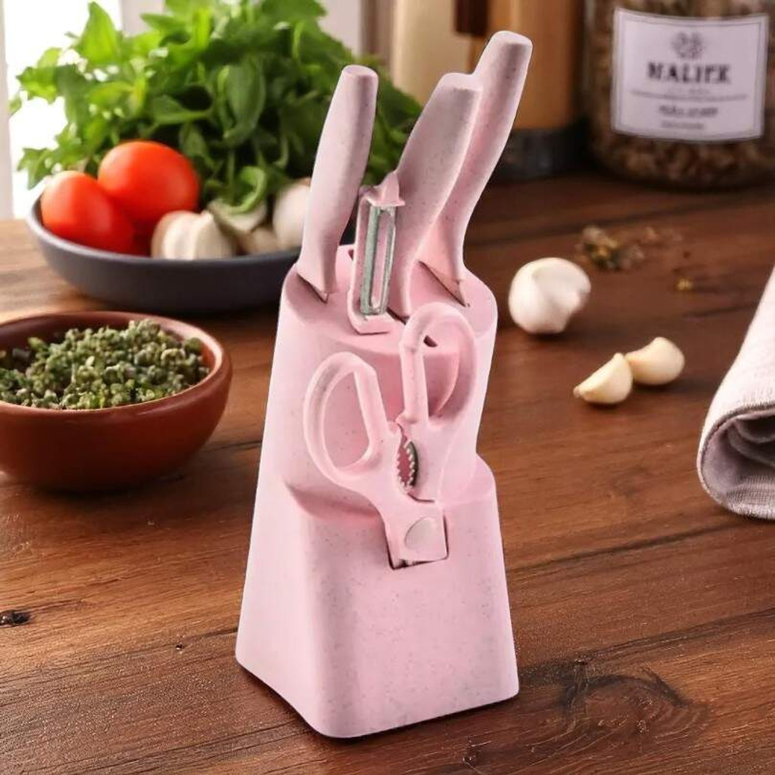 Kit De Cocina Rosado 5 Piezas Mas Base 2