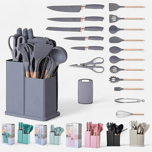 Kit De Cocina 19 Piezas Con Base Mediano