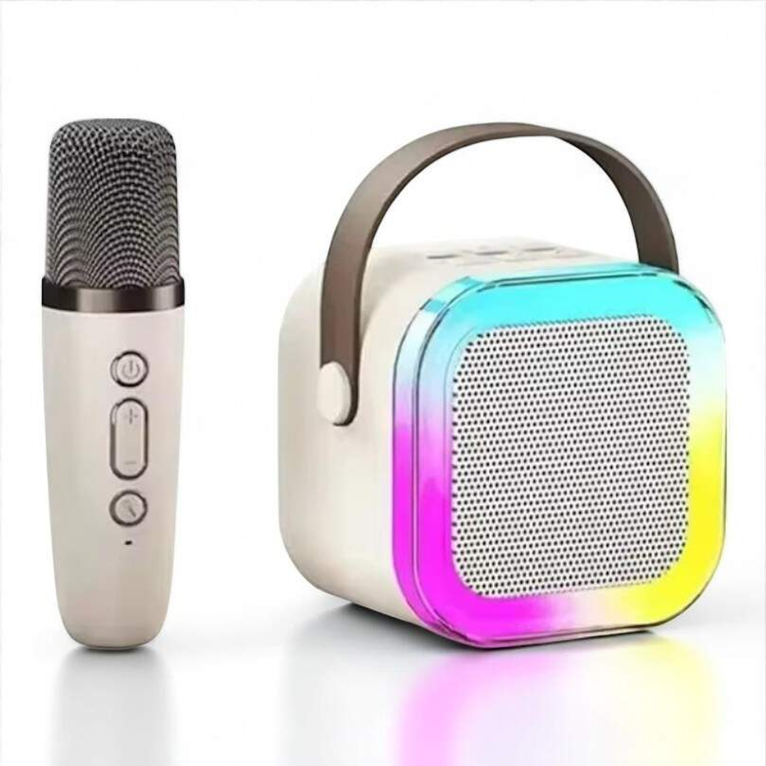 Mini Parlante Karaoke Bluetooth Con Microfono Blanco 1