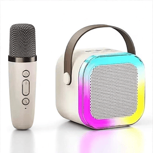 Mini Parlante Karaoke Bluetooth Con Microfono Blanco