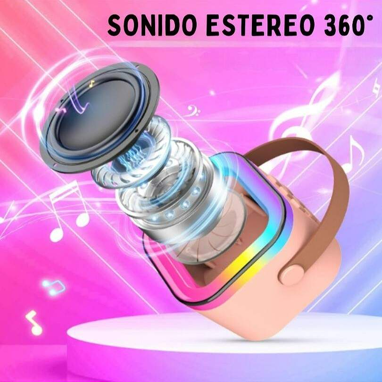 Mini Parlante Karaoke Bluetooth Con Microfono Celeste 2