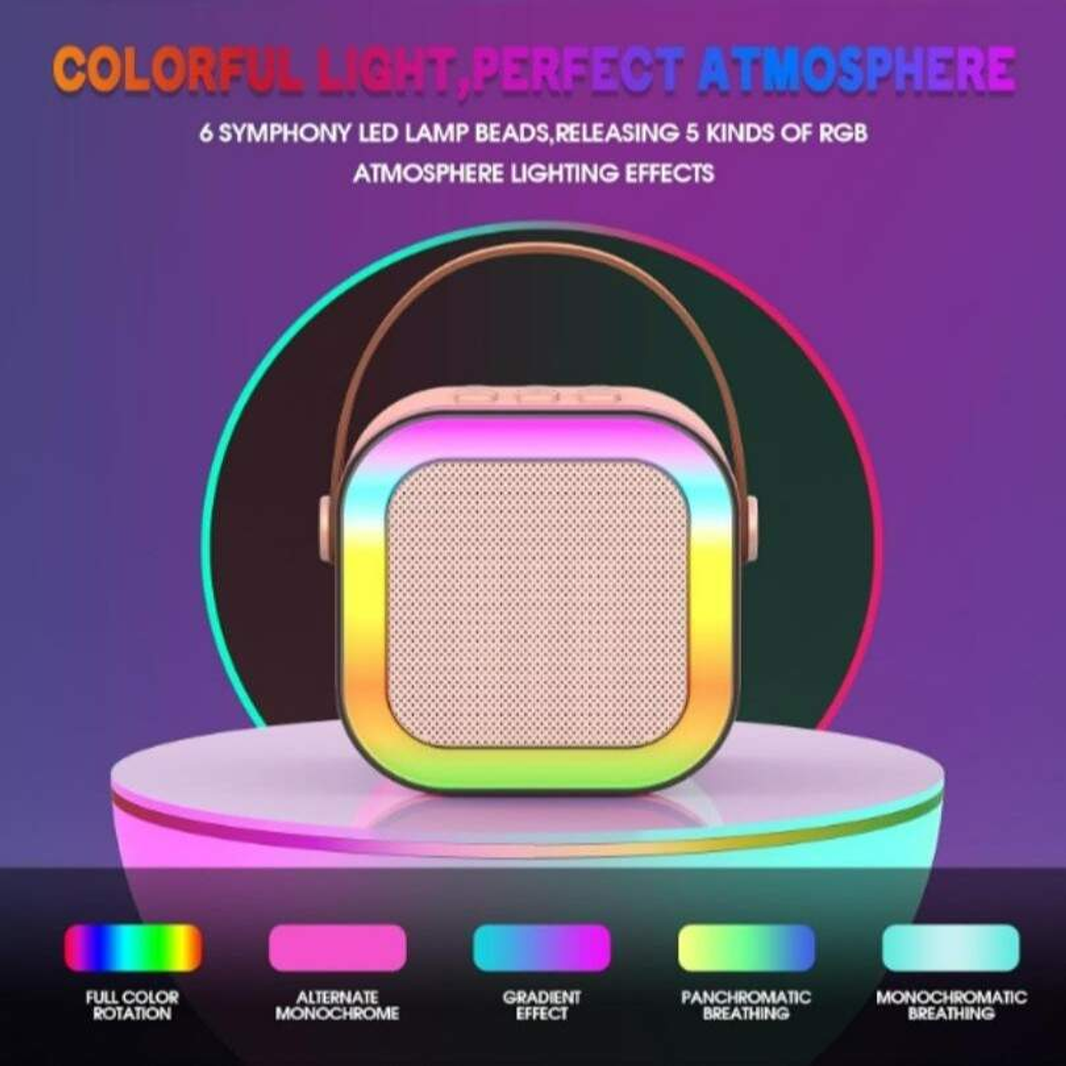 Mini Parlante Karaoke Bluetooth Con Microfono Blanco 3