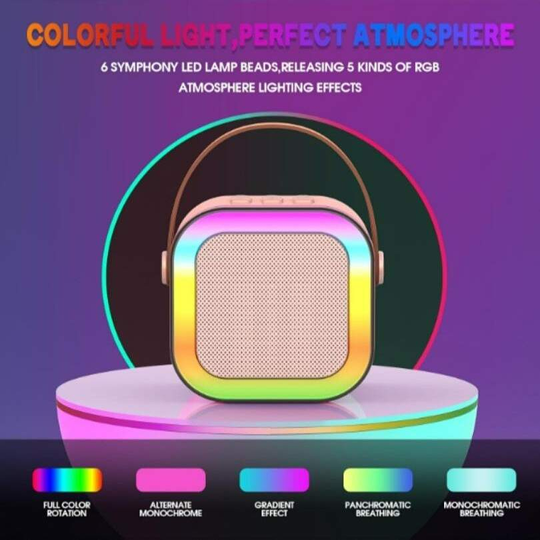 Mini Parlante Karaoke Bluetooth Con Microfono Blanco 3