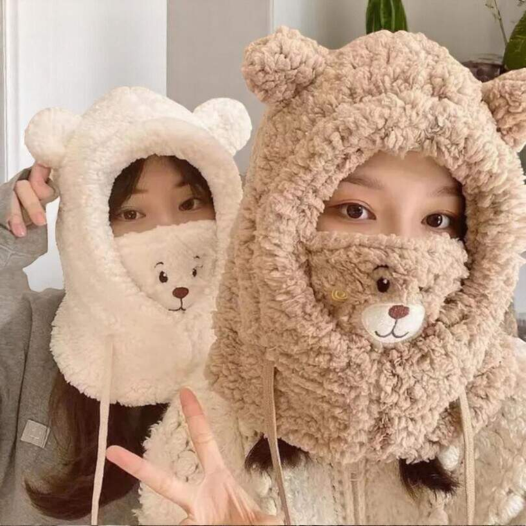 Gorro Pasamontaña Osito Felpa Beige 2