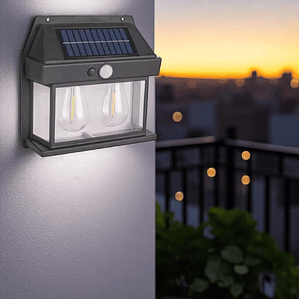 Lampara Solar De Pared Con Sensor 2 Foco