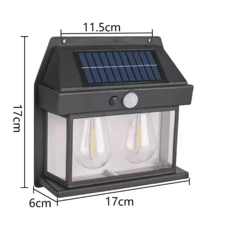 Lampara Solar De Pared Con Sensor 2 Foco 3