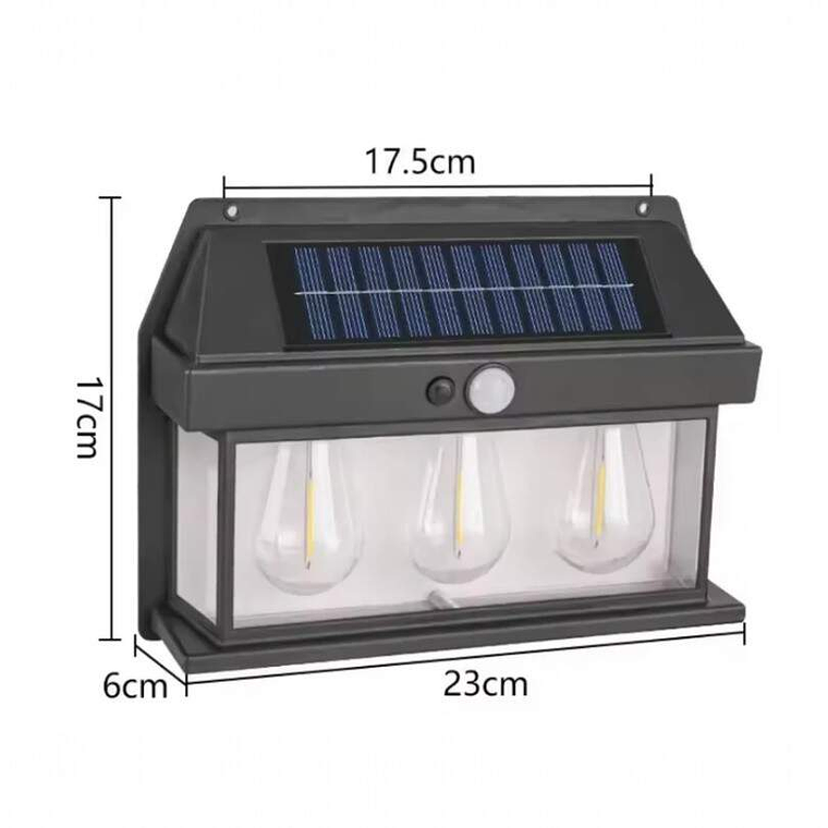 Lampara Solar De Pared Con Sensor 3 Foco 3