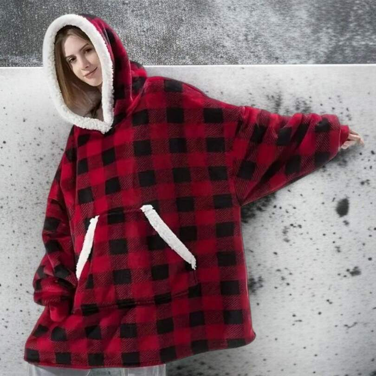 Poleron Cuadrille Polar Sherpa 80x80 Rojo 1