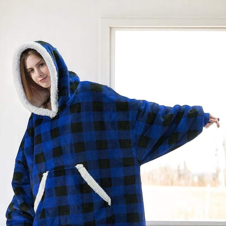 Poleron Cuadrille Polar Sherpa 80x80 Azul 1