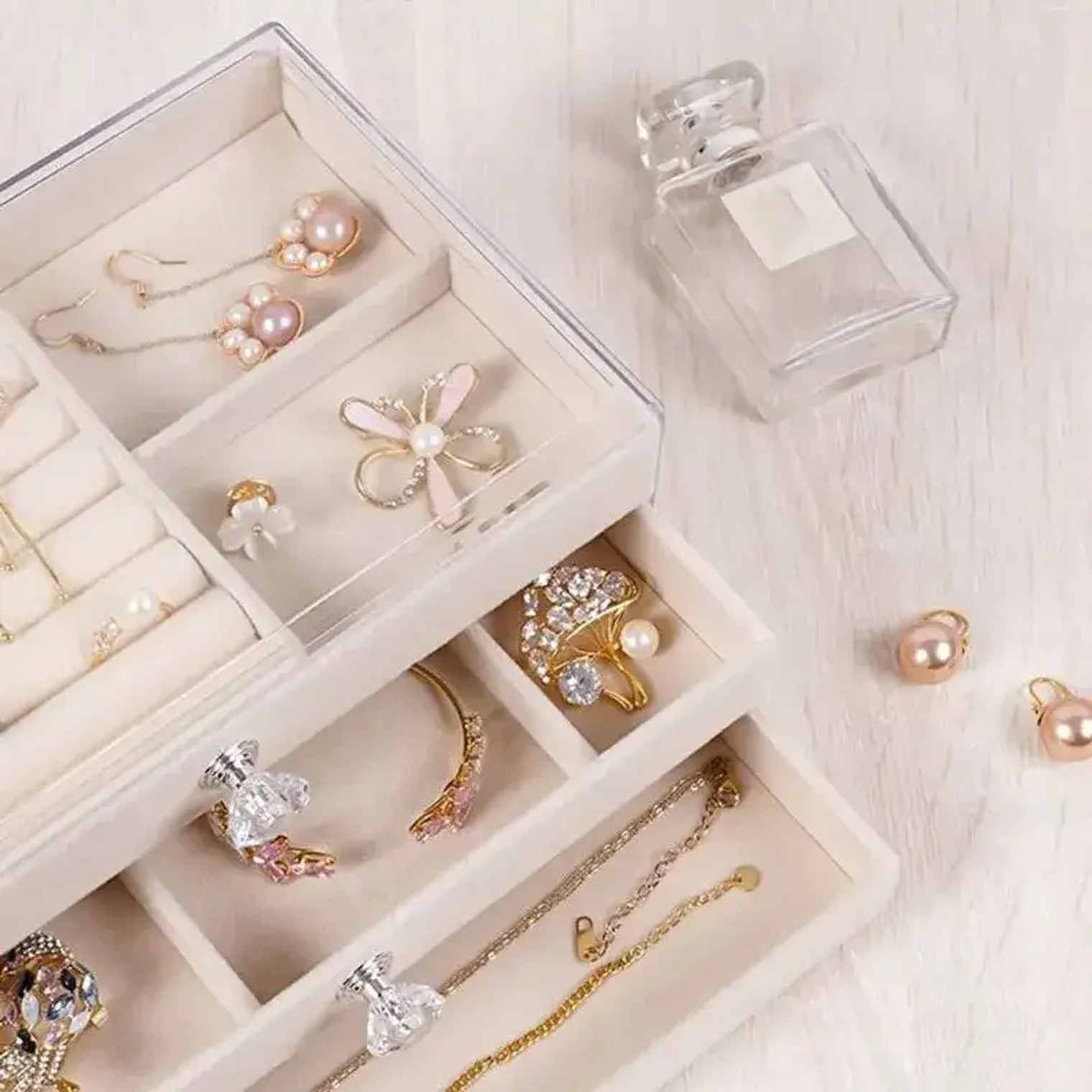 Organizador de Joyas 3 Niveles Beige 4