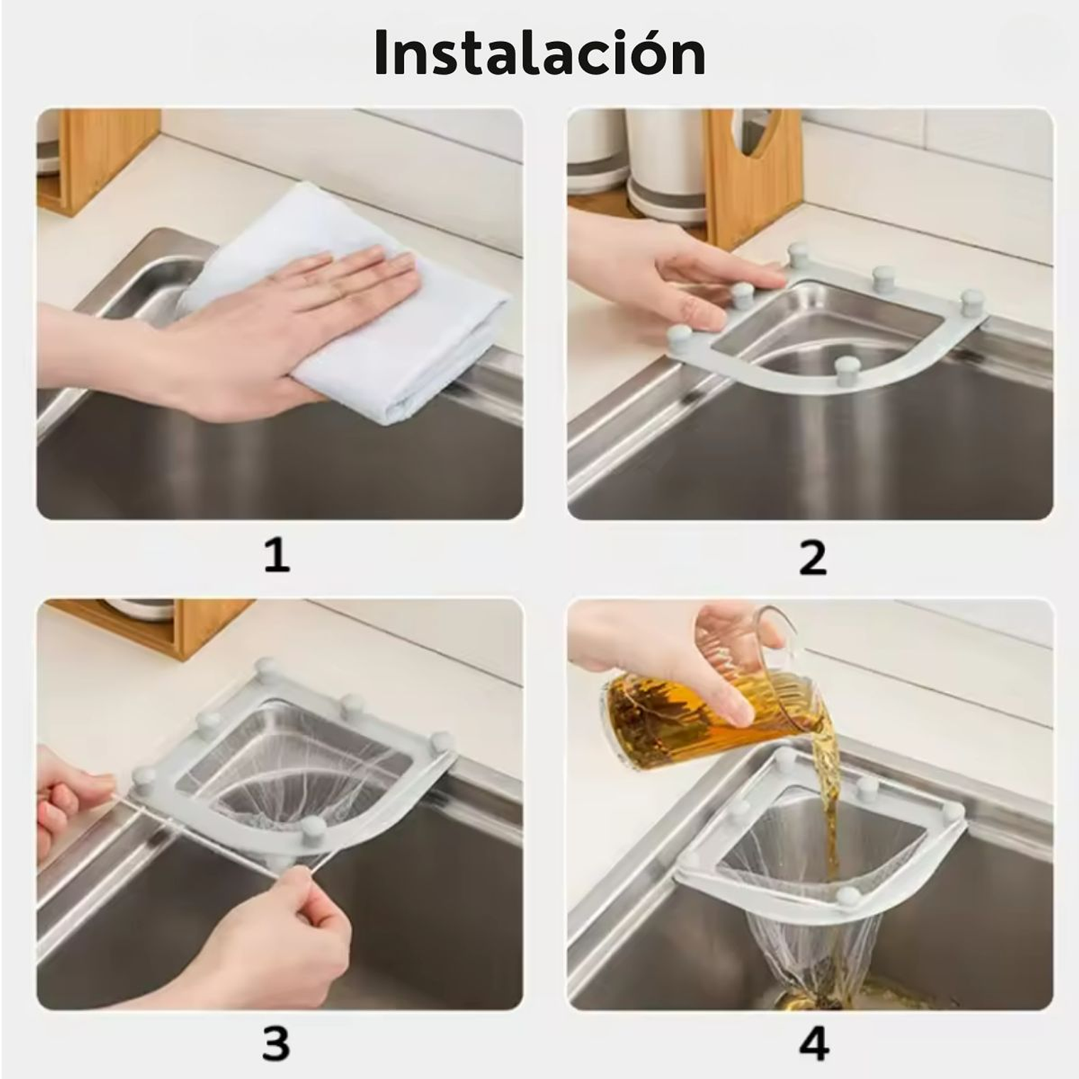 Malla para residuos de comida lavaplatos con soporte antideslizante 2