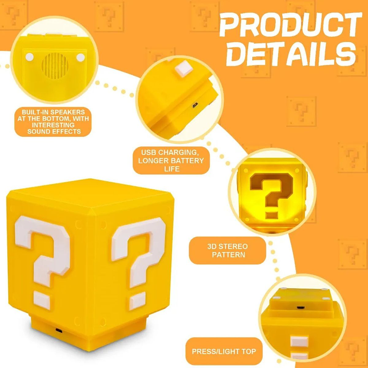 Lampara led cubo Geek mario con sonido coins 7