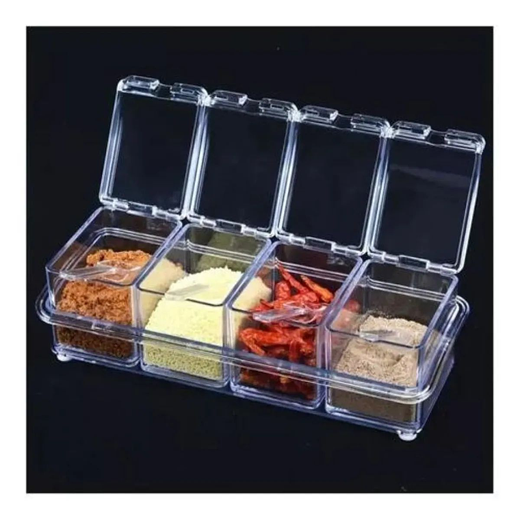 Set Condiméntero Especiero Acrílico 4 Módulos Con Cuchara 5