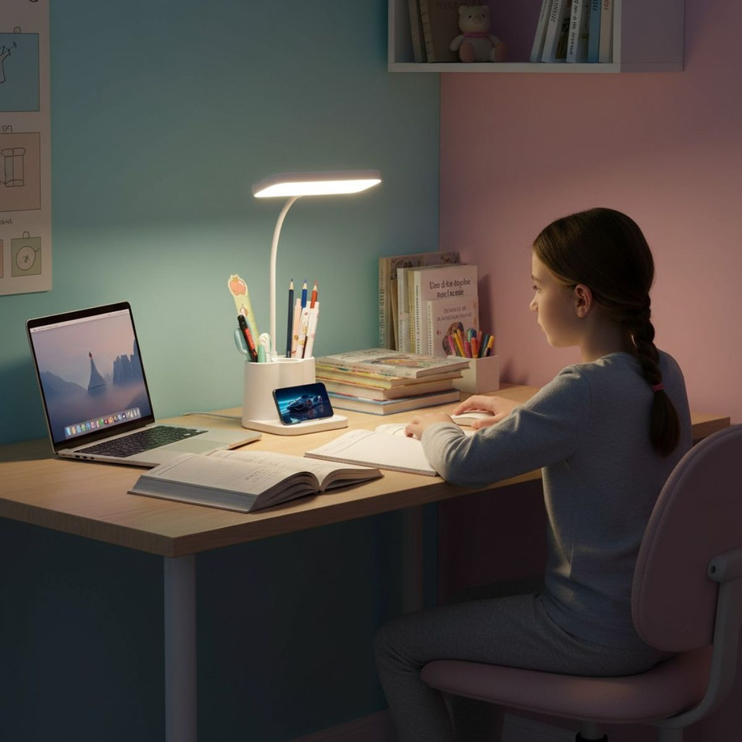 Lampara Led De Escritorio USB Con Organizador de Lápices 3