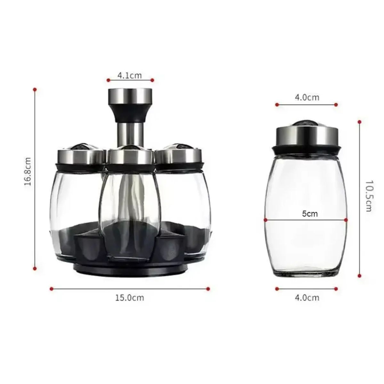 Set De 6 Especieros Para Condimentos con base giratoria 360° 9