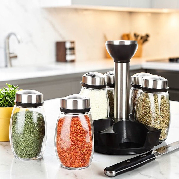 Set De 6 Especieros Para Condimentos con base giratoria 360° 6