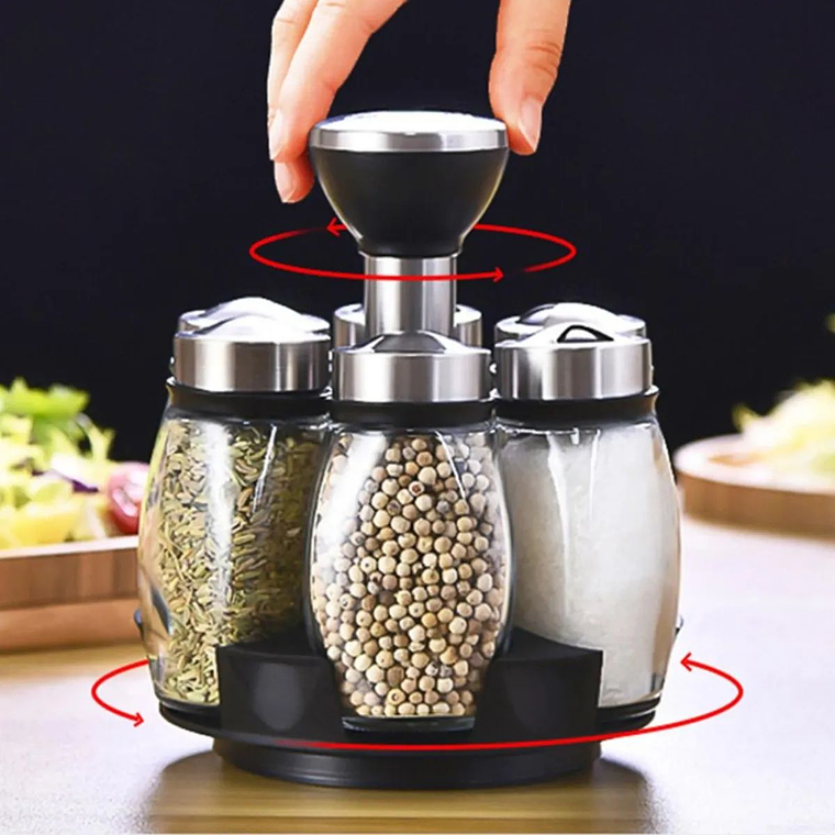 Set De 6 Especieros Para Condimentos con base giratoria 360° 5