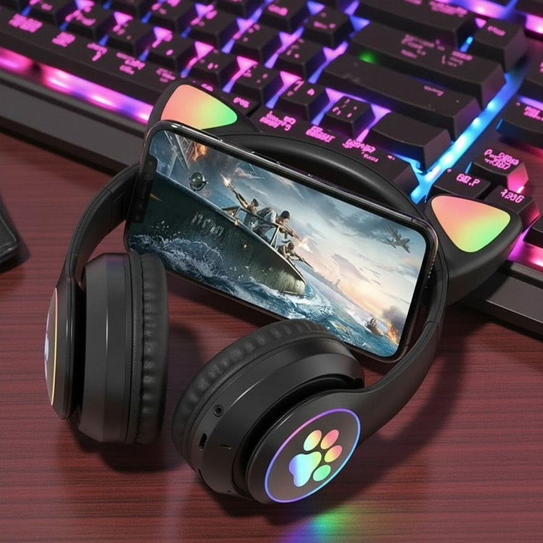 Audifono Bluetooth Kitty Patitas Negro 2