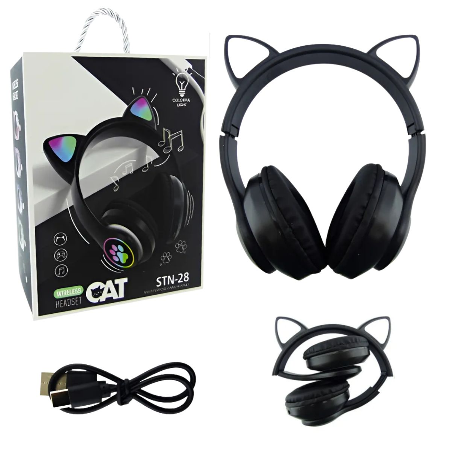 Audifono Bluetooth Kitty Patitas Negro 8