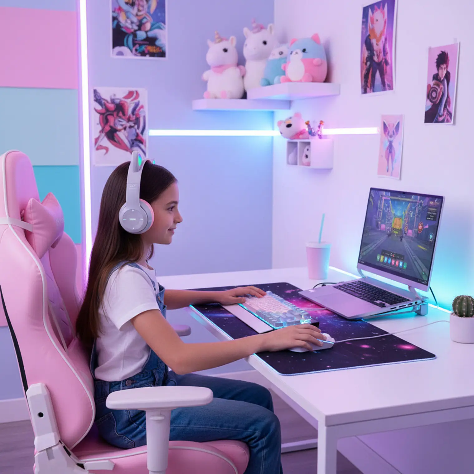 Audifono Bluetooth Orejas De Gato Kawaii Azules 2