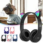 Audifono Bluetooth Orejas De Gato Kawaii Negros - Miniatura 3