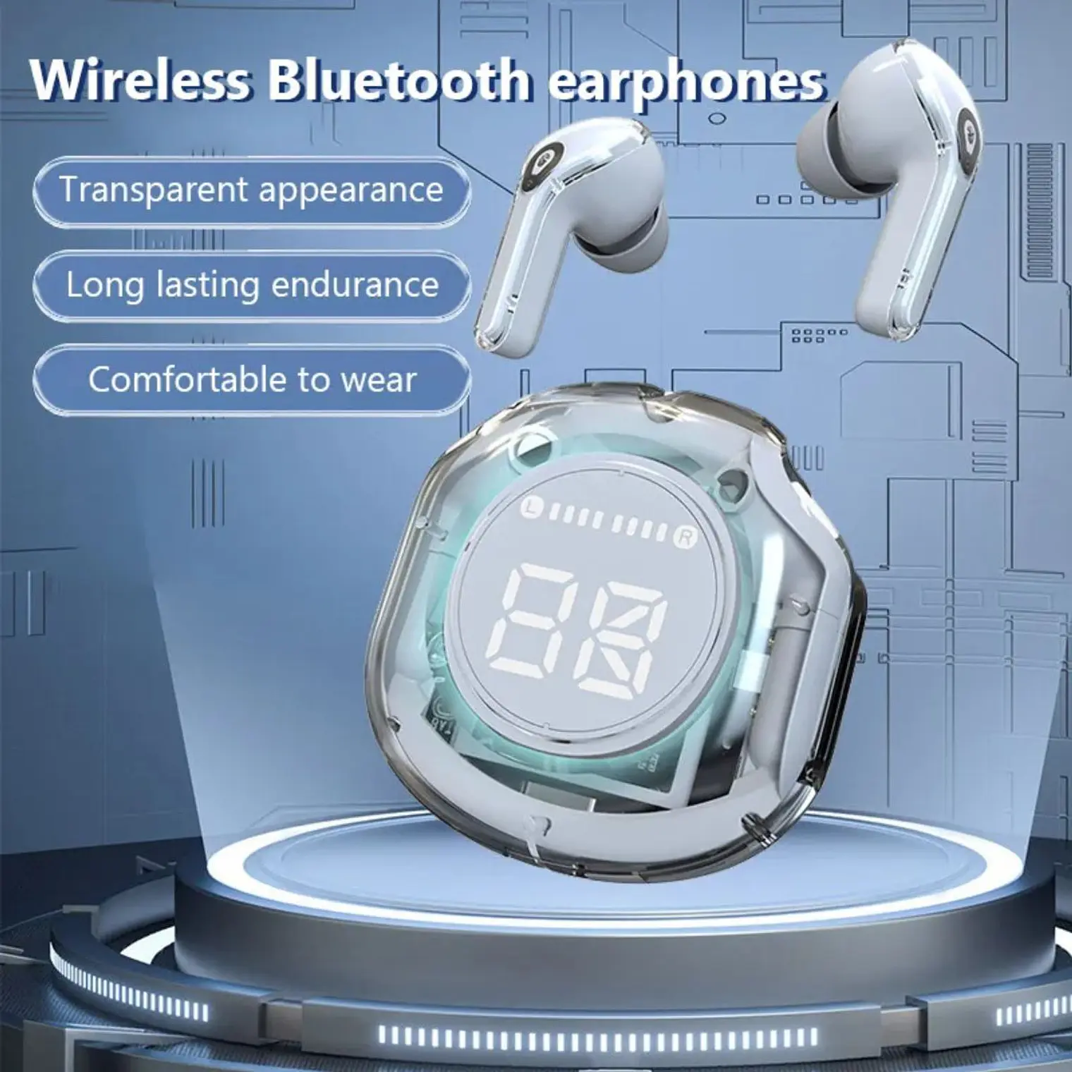 Audífono Bluetooth Ultrapods Pro Digital 5.3 Celeste 4