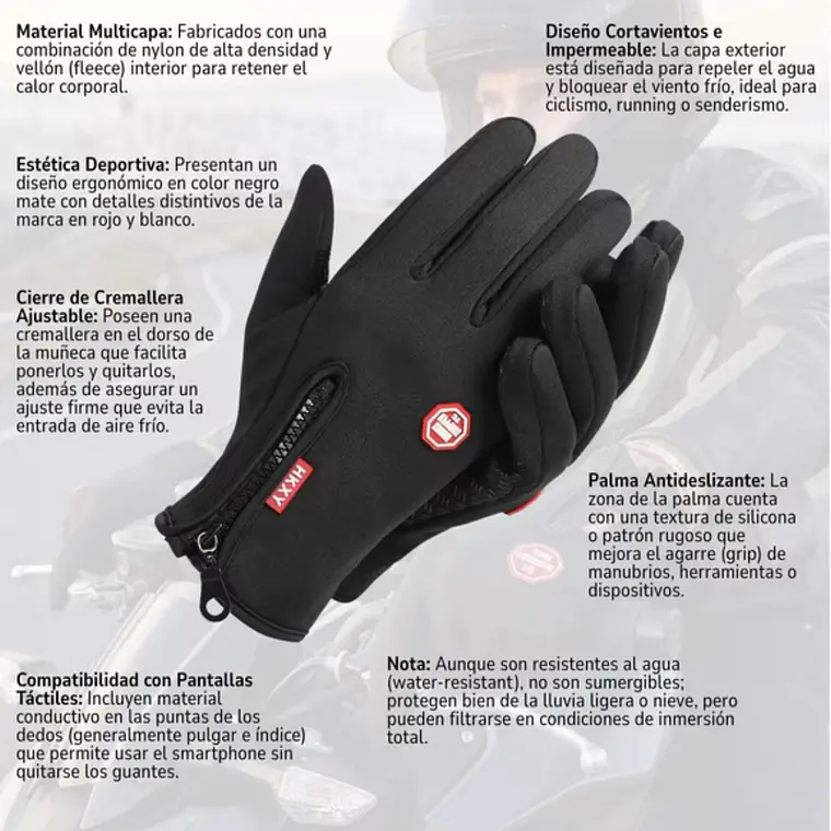 Guantes Impermeables Térmicos con Sistema Táctil (M) 9