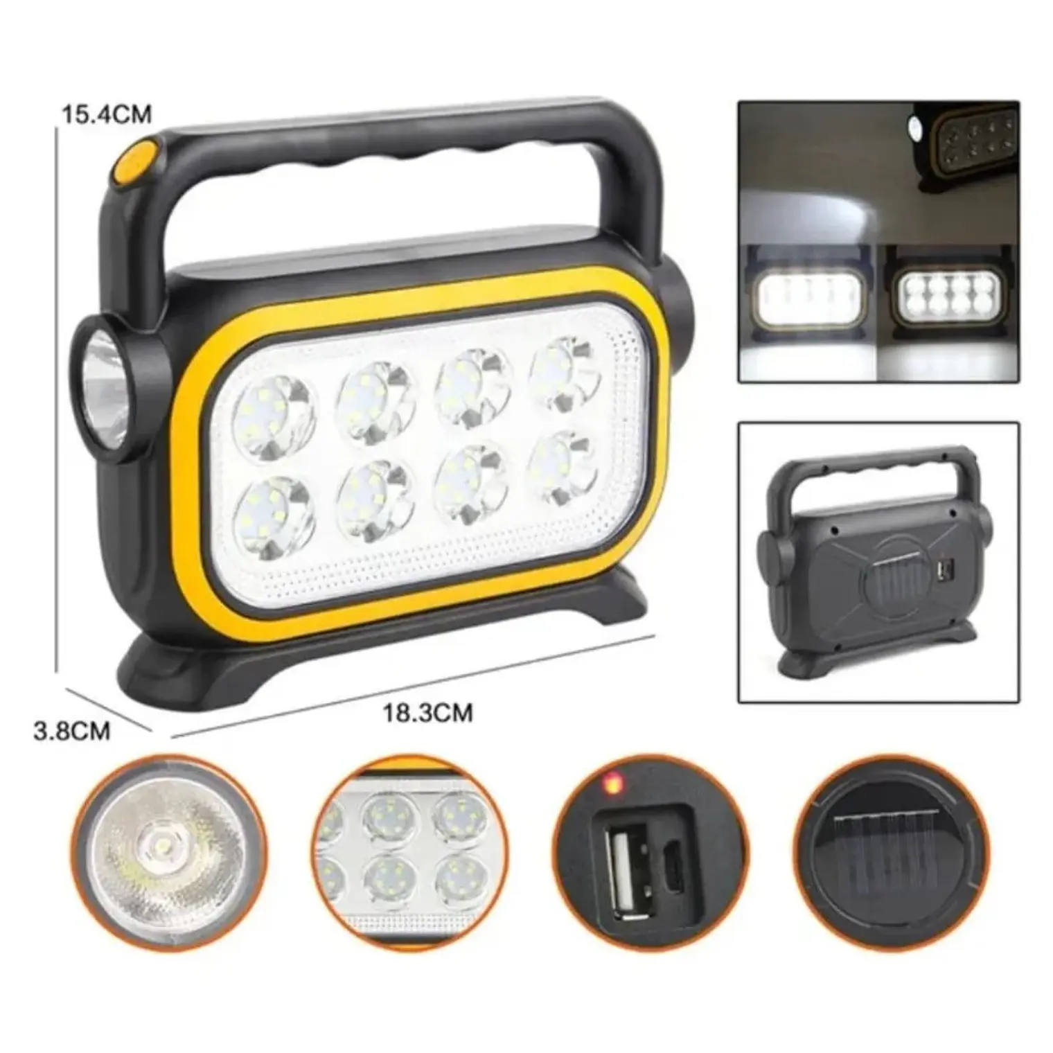 Foco Linterna Solar Recargable MS-03 10