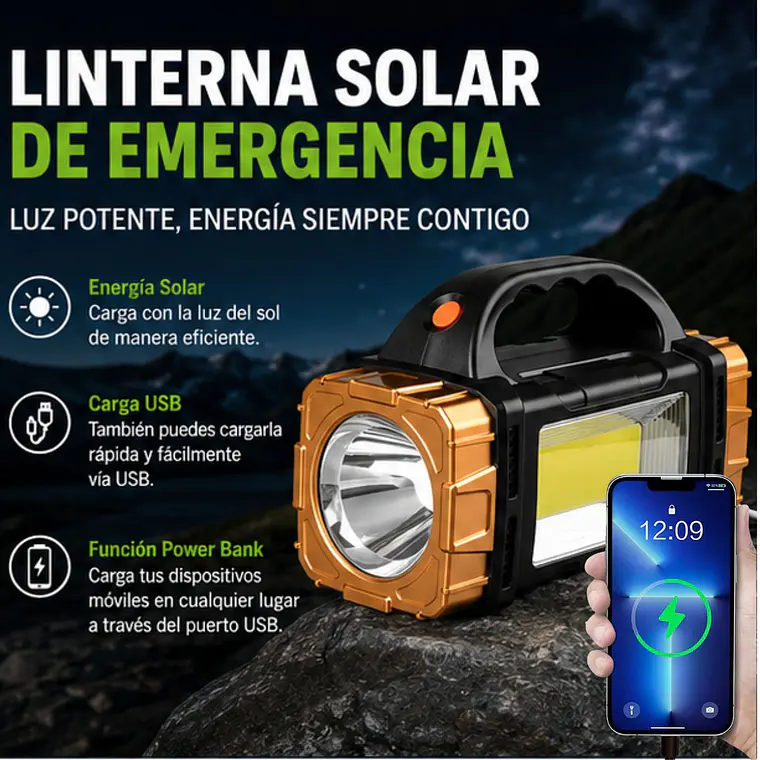 Linterna Solar De Emergencia Portatil MS-2289 2