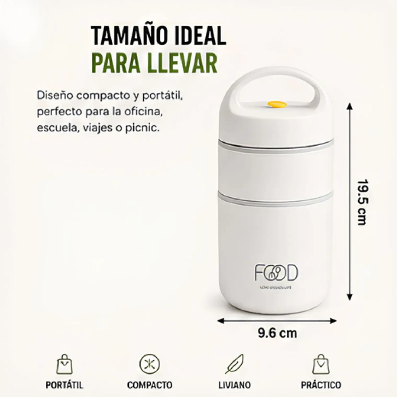 Termo Comida Acero Inoxidable 680 Ml Blanco 5