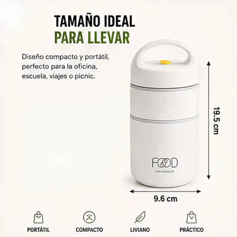 Termo Comida Acero Inoxidable 680 Ml Blanco 5
