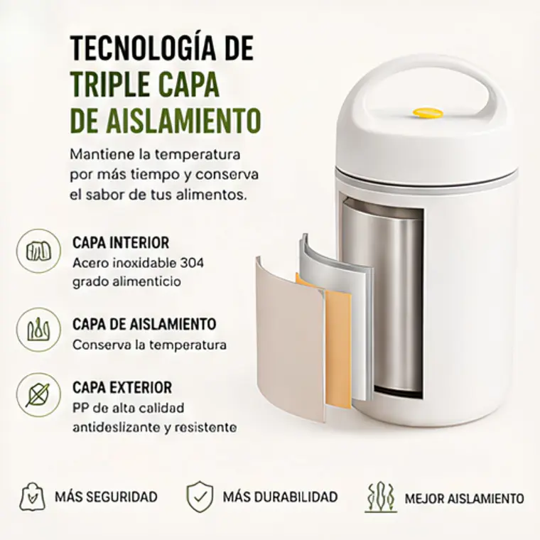 Termo Comida Acero Inoxidable 680 Ml Blanco 4