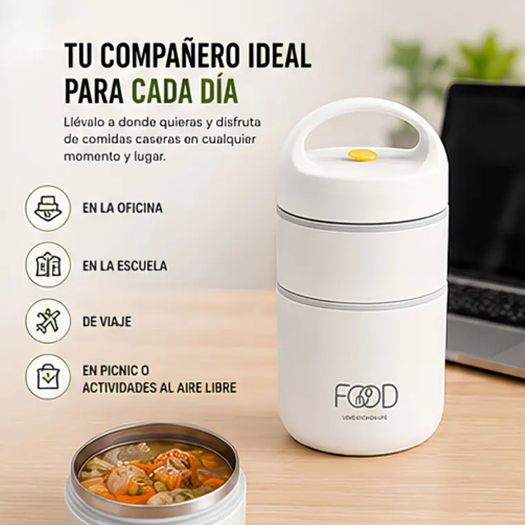 Termo Comida Acero Inoxidable 680 Ml Blanco 8