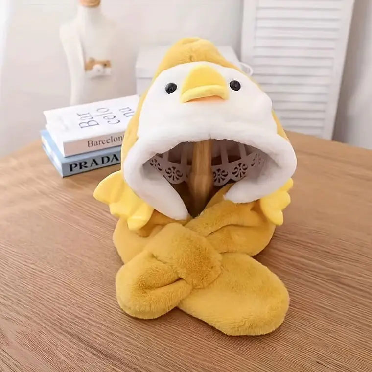 Gorro Infnatil Chiporro Con Bufanda Pinguino Amarillo 1