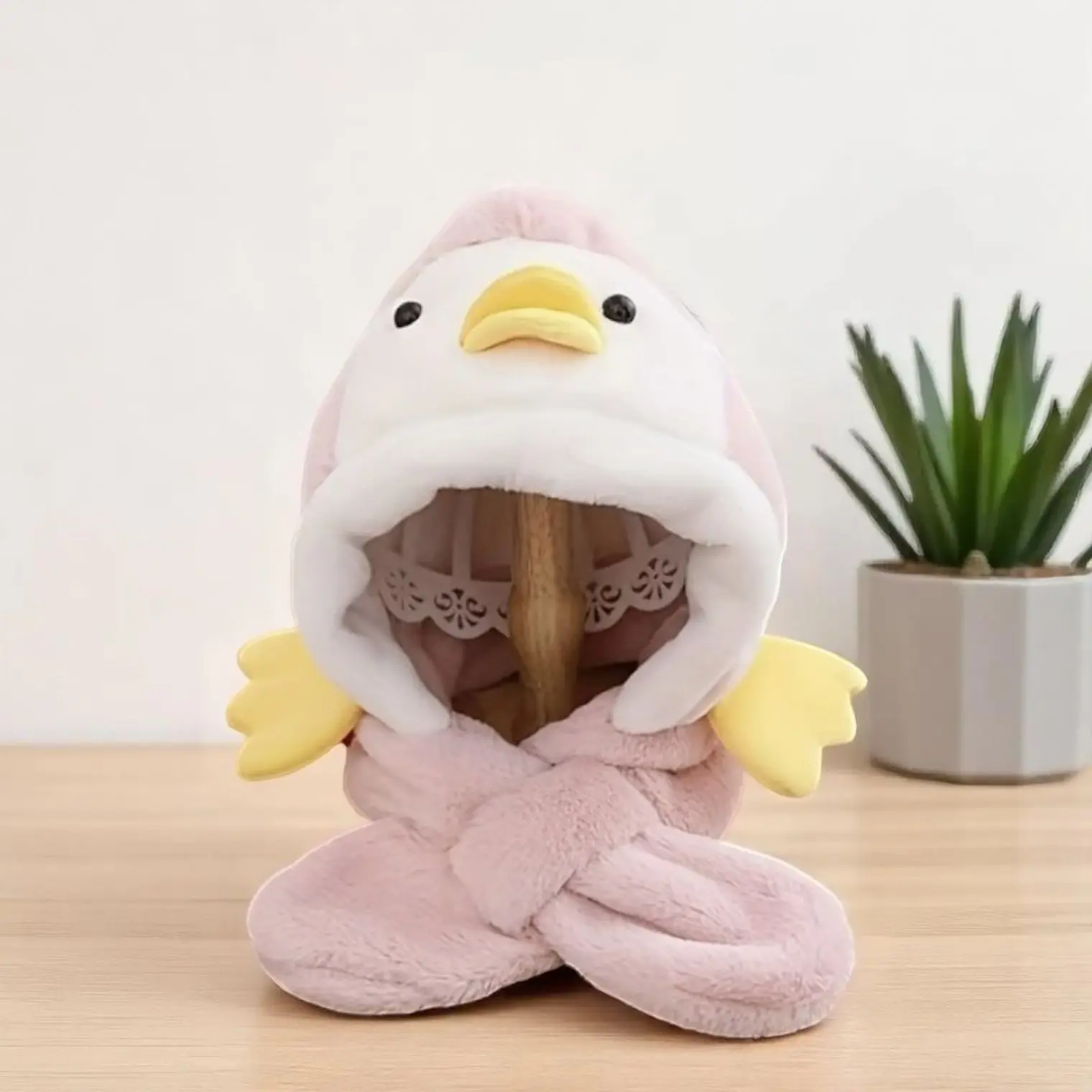 Gorro Infnatil Chiporro Con Bufanda Pinguino Rosado 1