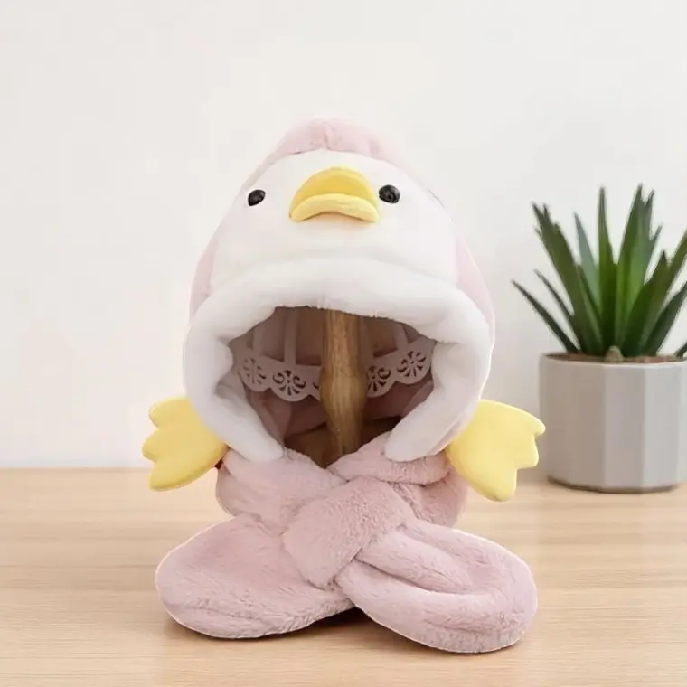 Gorro Infnatil Chiporro Con Bufanda Pinguino Rosado 1