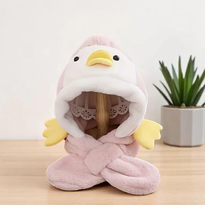 Gorro Infnatil Chiporro Con Bufanda Pinguino Rosado